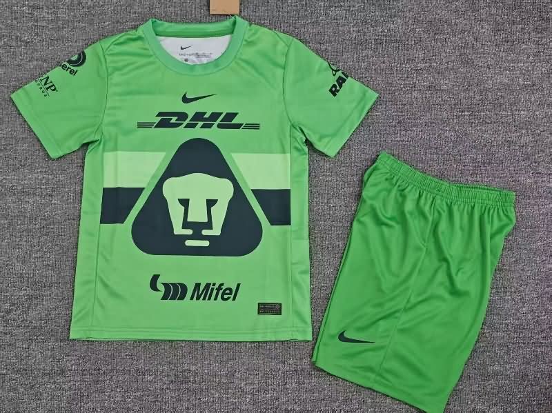 Pumas UNAM 25/26 Kids Goalkeeper Green Soccer Jersey And Shorts Pumas UNAM 25/26 Kids Goalkeeper Green Soccer Jersey And Shorts