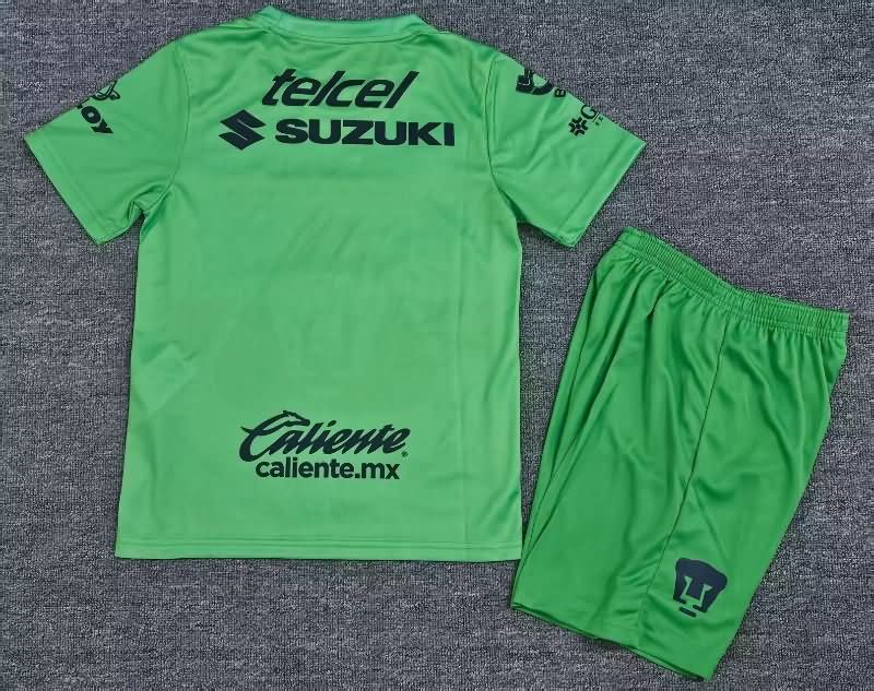 Pumas UNAM 25/26 Kids Goalkeeper Green Soccer Jersey And Shorts