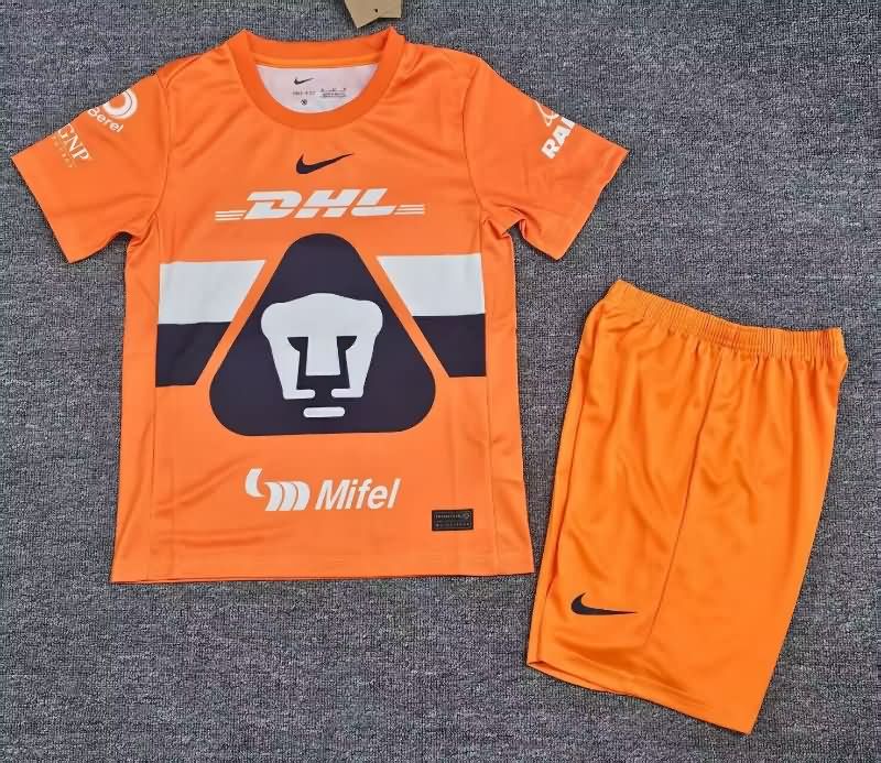 Pumas UNAM 25/26 Kids Goalkeeper Orange Soccer Jersey And Shorts Pumas UNAM 25/26 Kids Goalkeeper Orange Soccer Jersey And Shorts