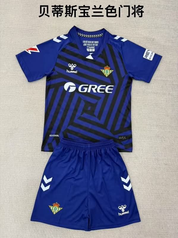 Real Betis 25/26 Kids Goalkeeper Dark Blue Soccer Jersey And Shorts Real Betis 25/26 Kids Goalkeeper Dark Blue Soccer Jersey And Shorts