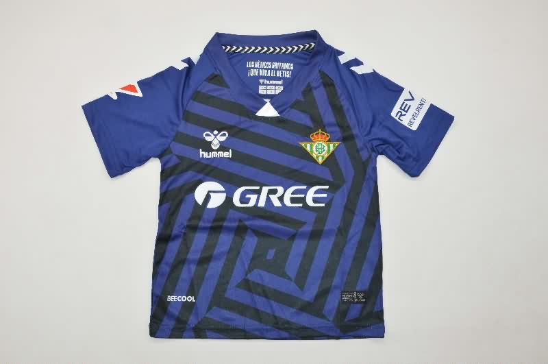 Real Betis 25/26 Kids Goalkeeper Dark Blue Soccer Jersey And Shorts