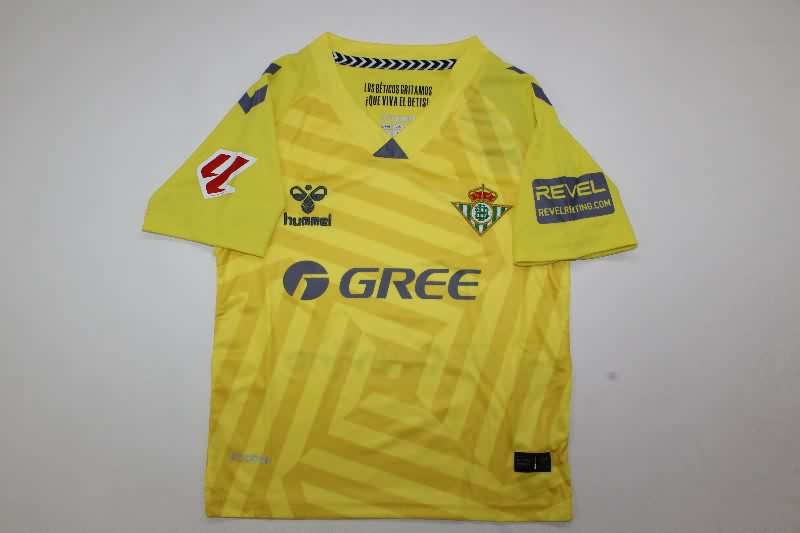 Real Betis 25/26 Kids Goalkeeper Yellow Soccer Jersey And Shorts