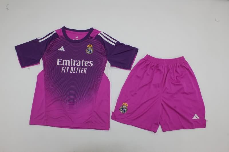 Real Madrid 25/26 Kids Goalkeeper Purple Soccer Jersey And Shorts Real Madrid 25/26 Kids Goalkeeper Purple Soccer Jersey And Shorts