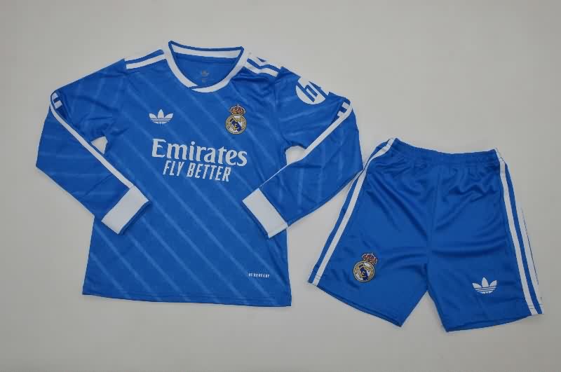 Real Madrid 25/26 Kids Third Long Sleeve Soccer Jersey And Shorts Real Madrid 25/26 Kids Third Long Sleeve Soccer Jersey And Shorts