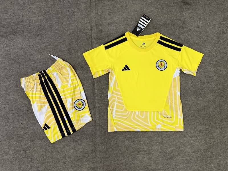 Scotland 2026 Kids Goalkeeper Yellow Soccer Jersey And Shorts Scotland 2026 Kids Goalkeeper Yellow Soccer Jersey And Shorts