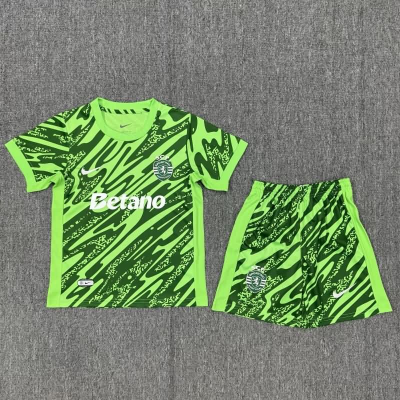 Sporting Lisbon 25/26 Kids Goalkeeper Green Soccer Jersey And Shorts Sporting Lisbon 25/26 Kids Goalkeeper Green Soccer Jersey And Shorts