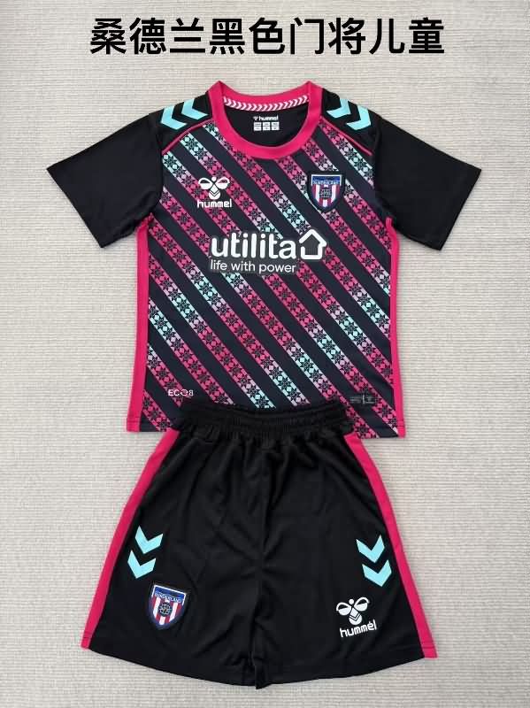 Sunderland 25/26 Kids Goalkeeper Black Soccer Jersey And Shorts Sunderland 25/26 Kids Goalkeeper Black Soccer Jersey And Shorts