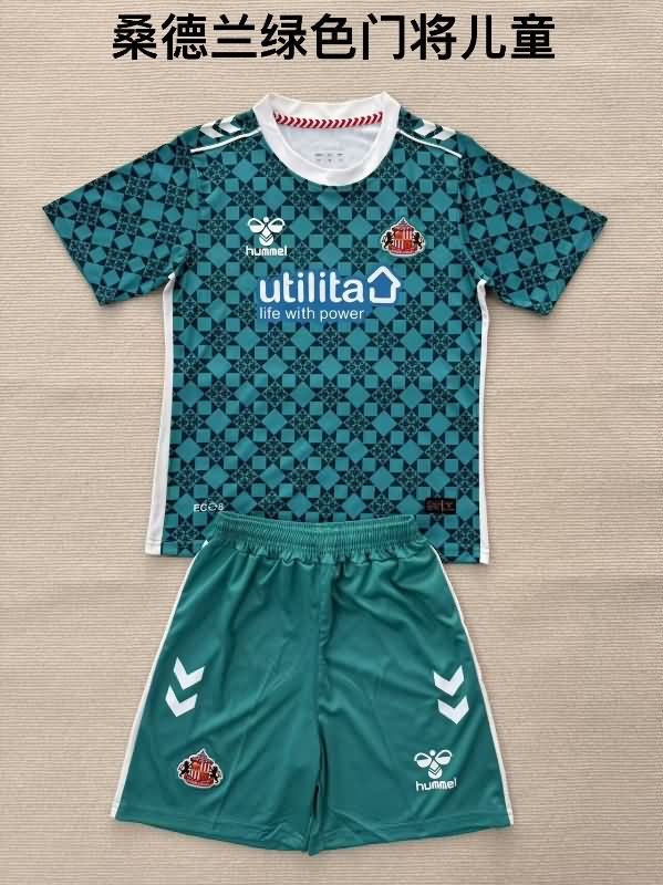 Sunderland 25/26 Kids Goalkeeper Green Soccer Jersey And Shorts Sunderland 25/26 Kids Goalkeeper Green Soccer Jersey And Shorts