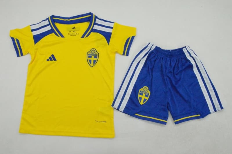Sweden 2026 Kids Home Soccer Jersey And Shorts Sweden 2026 Kids Home Soccer Jersey And Shorts