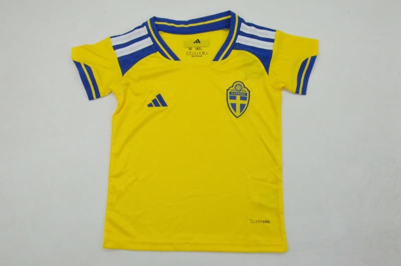 Sweden 2026 Kids Home Soccer Jersey And Shorts