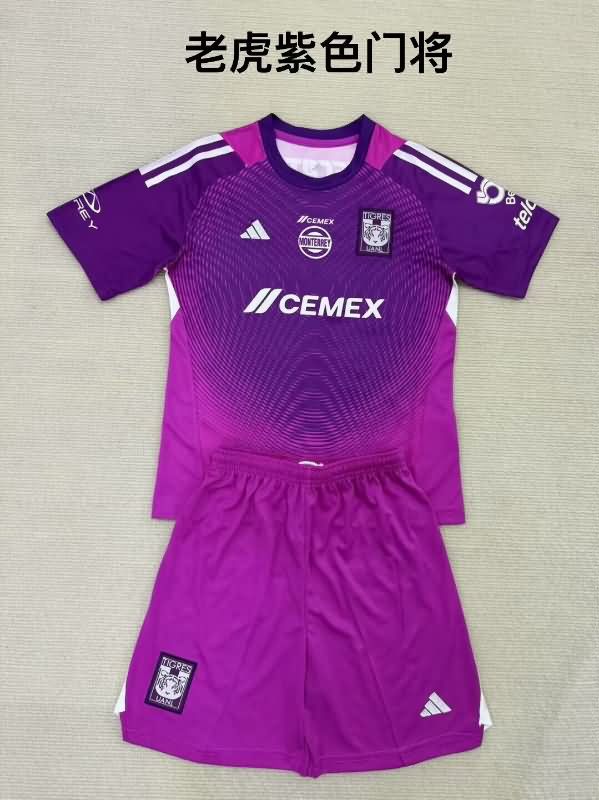 Tigres UANL 25/26 Kids Goalkeeper Purple Soccer Jersey And Shorts Tigres UANL 25/26 Kids Goalkeeper Purple Soccer Jersey And Shorts