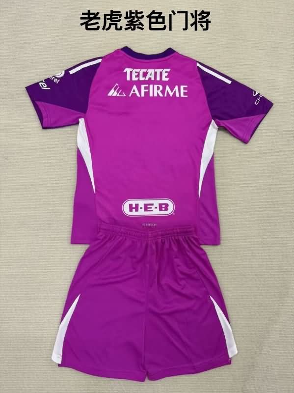 Tigres UANL 25/26 Kids Goalkeeper Purple Soccer Jersey And Shorts