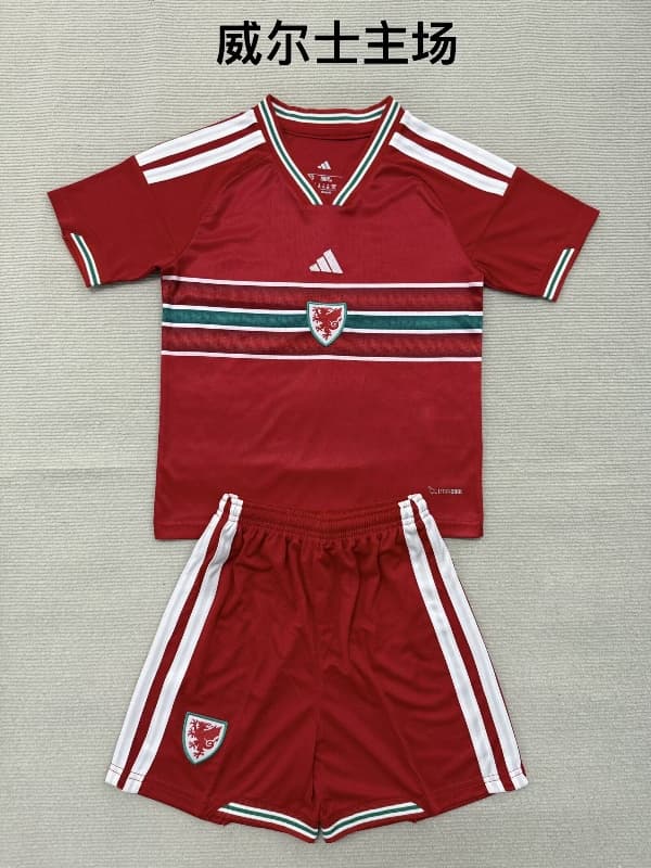 Wales 2026 Kids Home Soccer Jersey And Shorts Wales 2026 Kids Home Soccer Jersey And Shorts