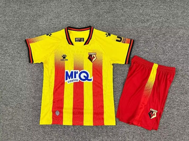 Watford 25/26 Kids Home Soccer Jersey And Shorts Watford 25/26 Kids Home Soccer Jersey And Shorts