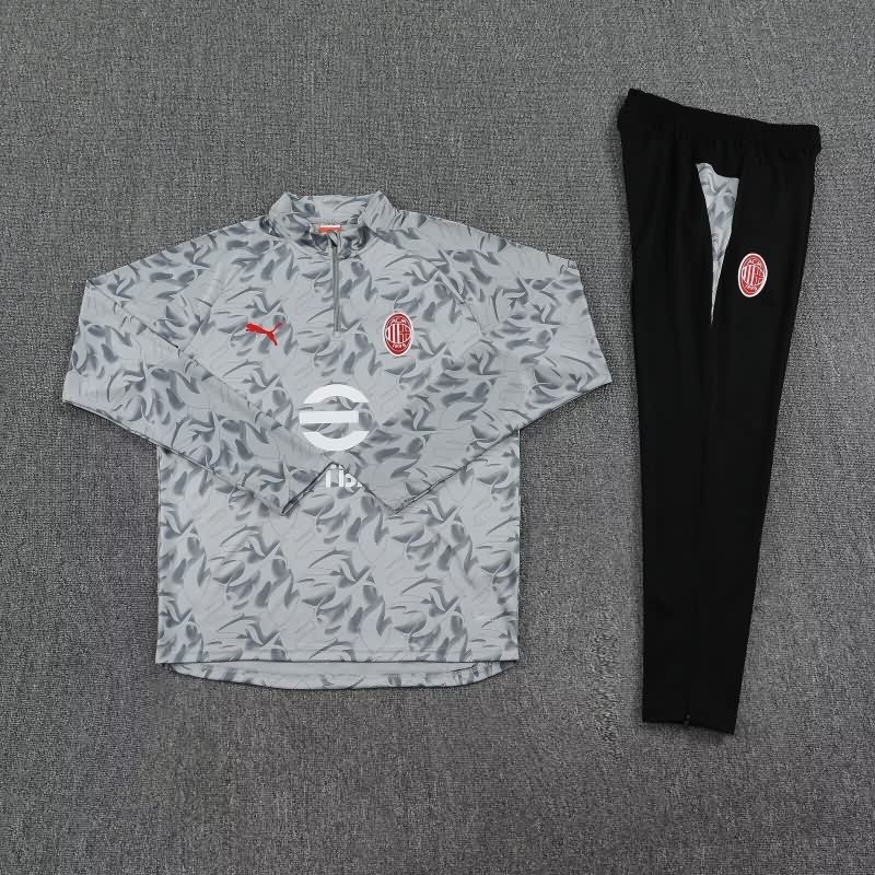 AAA(Thailand) AC Milan 25/26 Grey Soccer Tracksuit AAA(Thailand) AC Milan 25/26 Grey Soccer Tracksuit