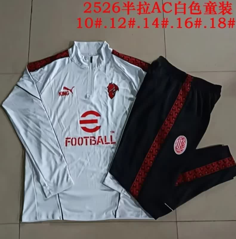 AC Milan 25/26 Kids White Soccer Tracksuit AC Milan 25/26 Kids White Soccer Tracksuit