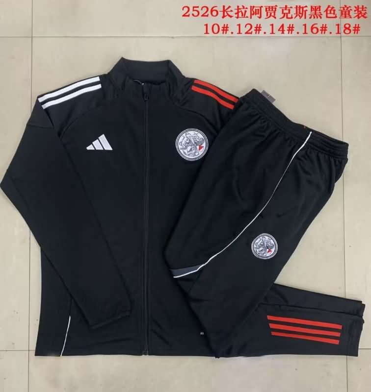 Ajax 25/26 Kids Black Soccer Tracksuit 02 Ajax 25/26 Kids Black Soccer Tracksuit 02
