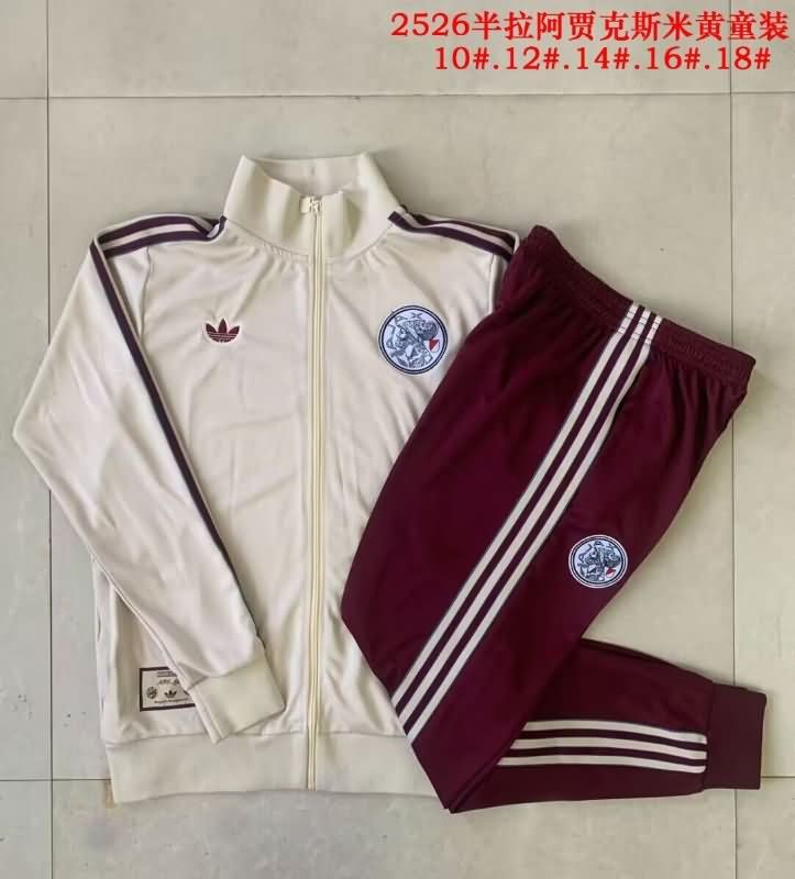 Ajax 25/26 Kids Light Yellow Soccer Tracksuit 02 Ajax 25/26 Kids Light Yellow Soccer Tracksuit 02