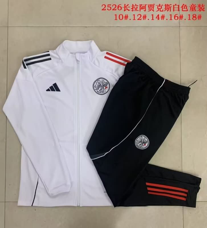 Ajax 25/26 Kids White Soccer Tracksuit 02 Ajax 25/26 Kids White Soccer Tracksuit 02