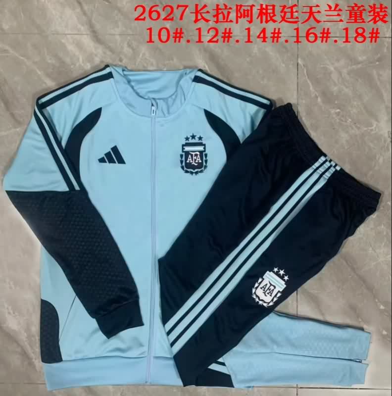Argentina 2026 Kids Light Blue Soccer Tracksuit Argentina 2026 Kids Light Blue Soccer Tracksuit