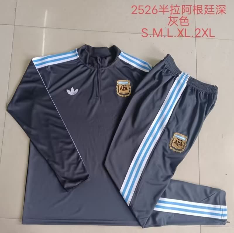 AAA(Thailand) Argentina 2025 Dark Grey Soccer Tracksuit AAA(Thailand) Argentina 2025 Dark Grey Soccer Tracksuit