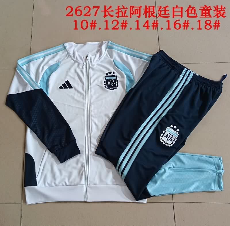 Argentina 2026 Kids White Soccer Tracksuit 02 Argentina 2026 Kids White Soccer Tracksuit 02