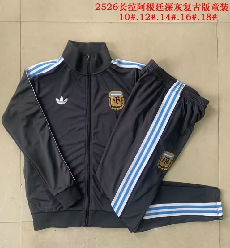 Argentina 2025 Kids Dark Grey Soccer Tracksuit 02 Argentina 2025 Kids Dark Grey Soccer Tracksuit 02