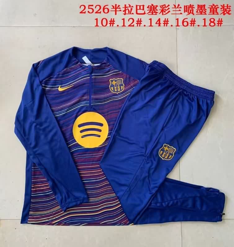 Barcelona 25/26 Kids Dark Blue Soccer Tracksuit 03