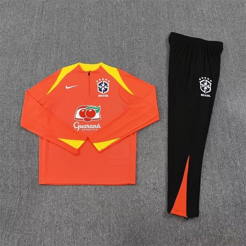 AAA(Thailand) Brazil 2025 Orange Soccer Tracksuit AAA(Thailand) Brazil 2025 Orange Soccer Tracksuit