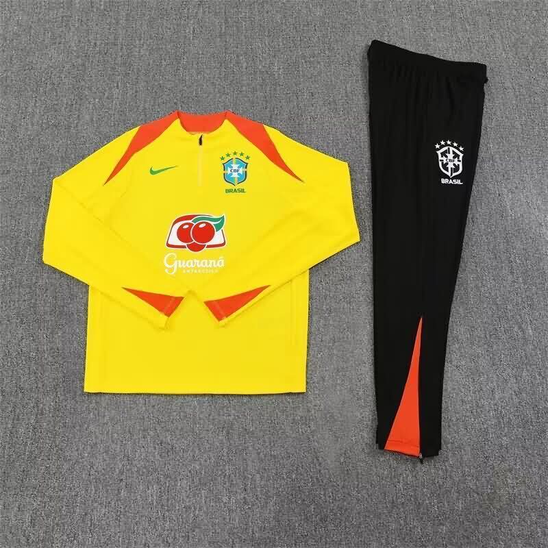 AAA(Thailand) Brazil 2025 Yellow Soccer Tracksuit AAA(Thailand) Brazil 2025 Yellow Soccer Tracksuit