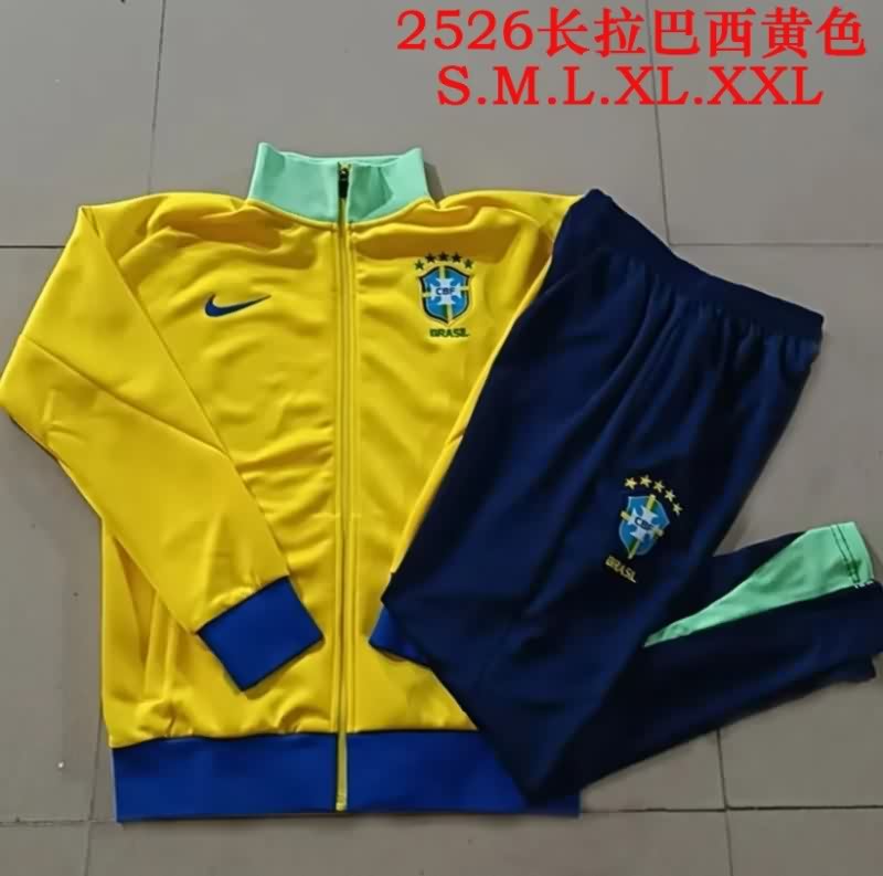 AAA(Thailand) Brazil 2025 Yellow Soccer Tracksuit 02 AAA(Thailand) Brazil 2025 Yellow Soccer Tracksuit 02