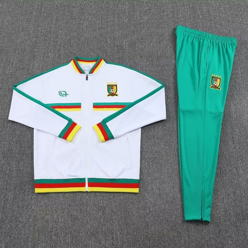 AAA(Thailand) Cameroon 2025 White Soccer Tracksuit AAA(Thailand) Cameroon 2025 White Soccer Tracksuit