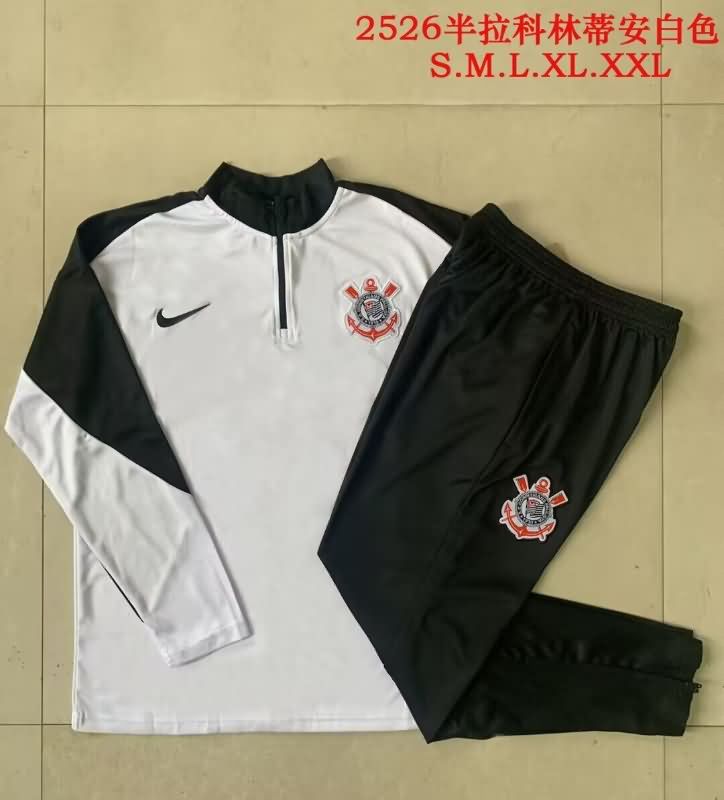 AAA(Thailand) Corinthians 2025 White Soccer Tracksuit 02 AAA(Thailand) Corinthians 2025 White Soccer Tracksuit 02
