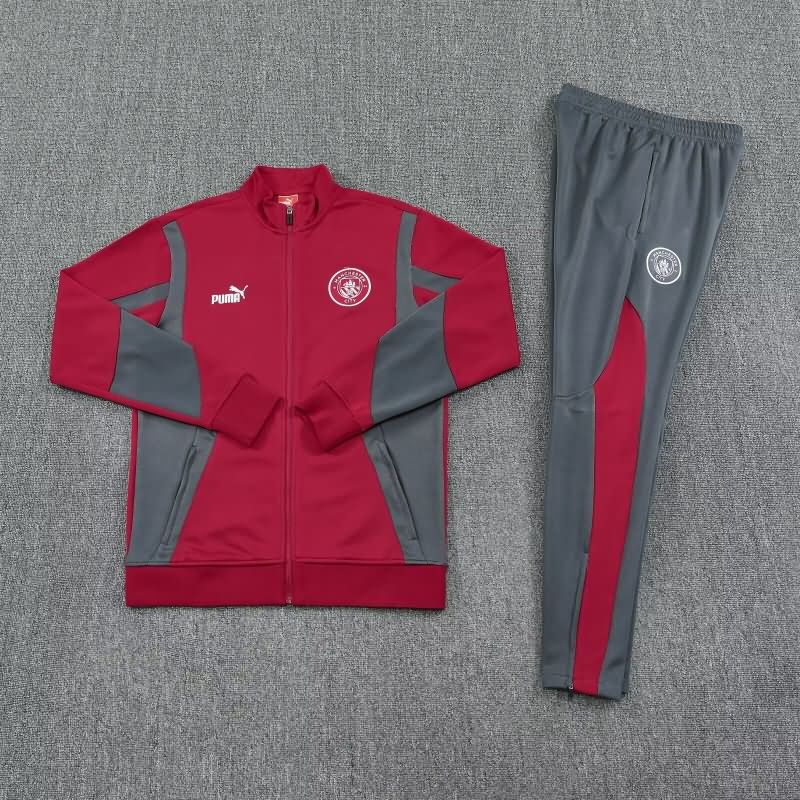 AAA(Thailand) Manchester City 25/26 Red Soccer Tracksuit AAA(Thailand) Manchester City 25/26 Red Soccer Tracksuit