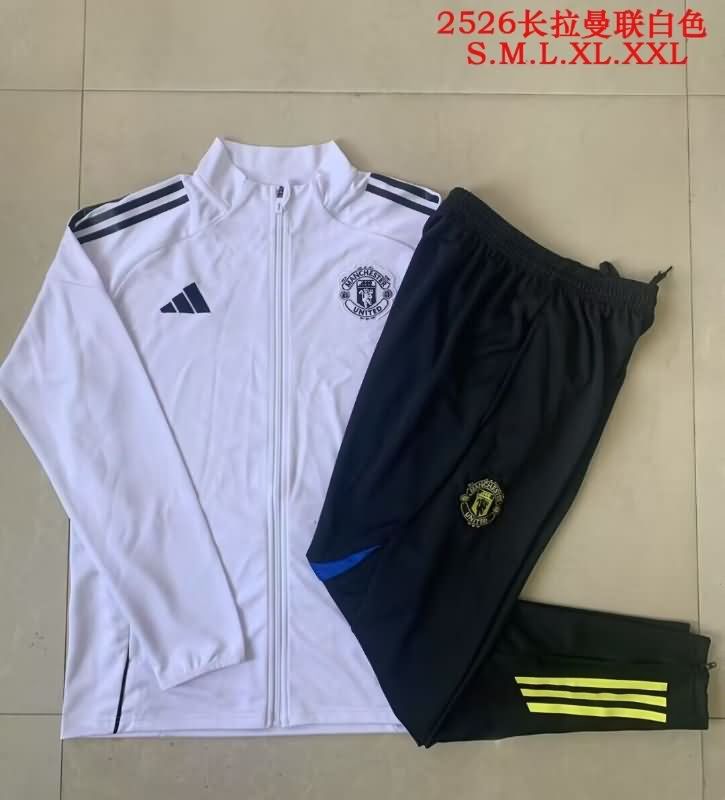 AAA(Thailand) Manchester United 25/26 White Soccer Tracksuit AAA(Thailand) Manchester United 25/26 White Soccer Tracksuit