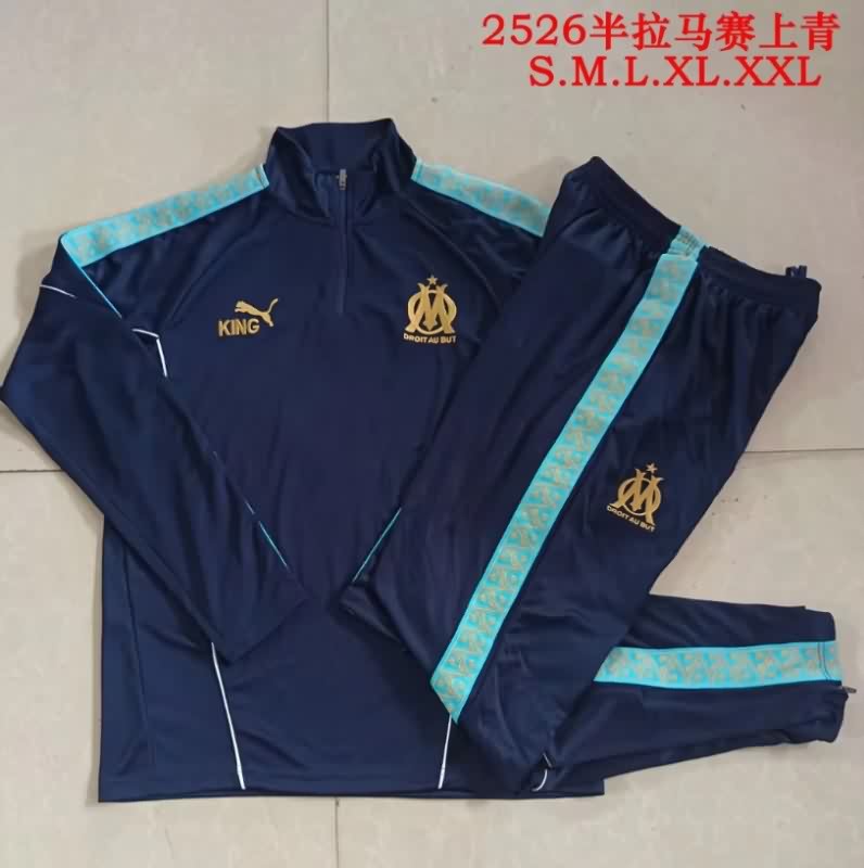AAA(Thailand) Marseilles 25/26 Dark Blue Soccer Tracksuit 03 AAA(Thailand) Marseilles 25/26 Dark Blue Soccer Tracksuit 03