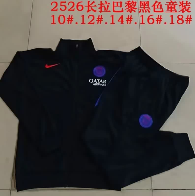 Paris St Germain 25/26 Kids Black Soccer Tracksuit 07 Paris St Germain 25/26 Kids Black Soccer Tracksuit 07
