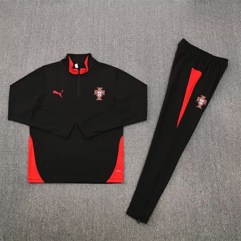 AAA(Thailand) Portugal 2025 Black Soccer Tracksuit AAA(Thailand) Portugal 2025 Black Soccer Tracksuit