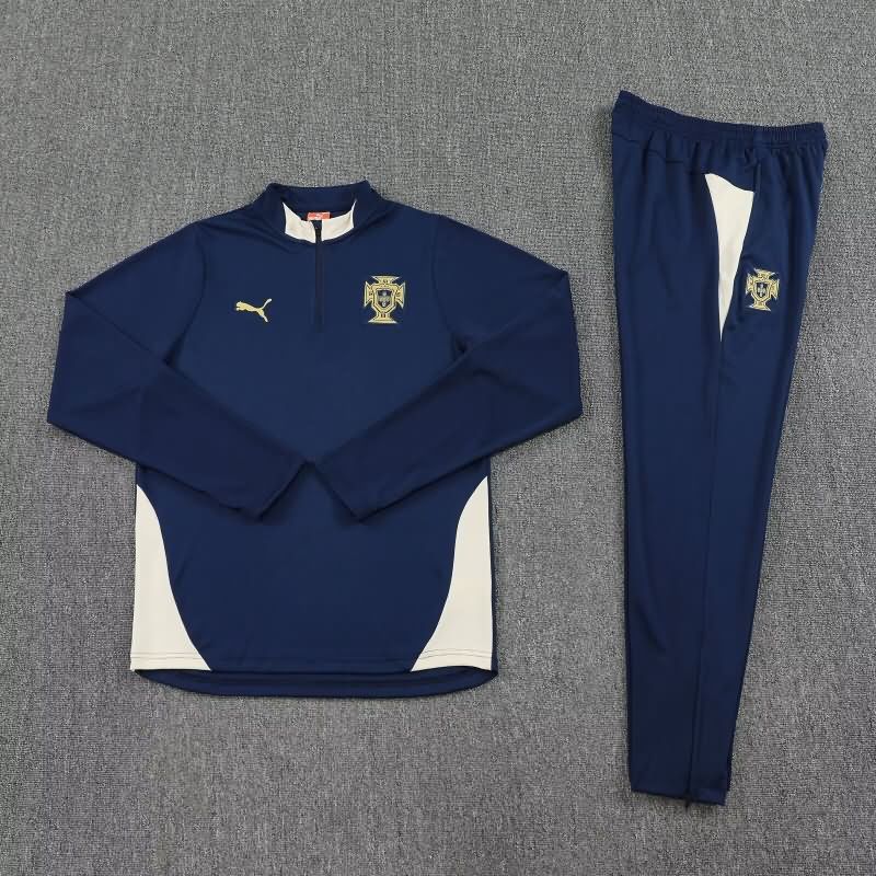 AAA(Thailand) Portugal 2025 Dark Blue Soccer Tracksuit AAA(Thailand) Portugal 2025 Dark Blue Soccer Tracksuit