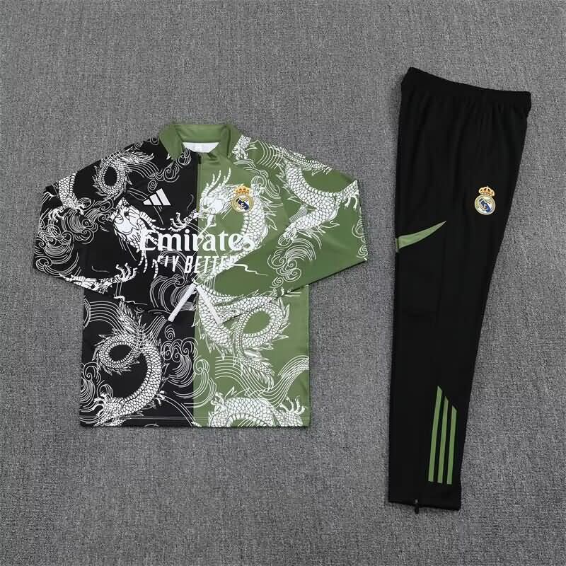 AAA(Thailand) Real Madrid 25/26 Black Green Soccer Tracksuit AAA(Thailand) Real Madrid 25/26 Black Green Soccer Tracksuit