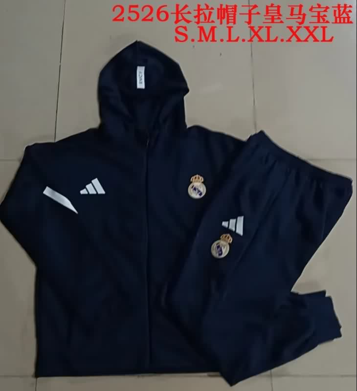 AAA(Thailand) Real Madrid 25/26 Dark Blue Soccer Tracksuit 09 AAA(Thailand) Real Madrid 25/26 Dark Blue Soccer Tracksuit 09