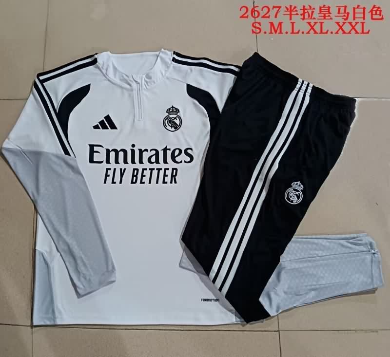 AAA(Thailand) Real Madrid 25/26 White Soccer Tracksuit 15 AAA(Thailand) Real Madrid 25/26 White Soccer Tracksuit 15