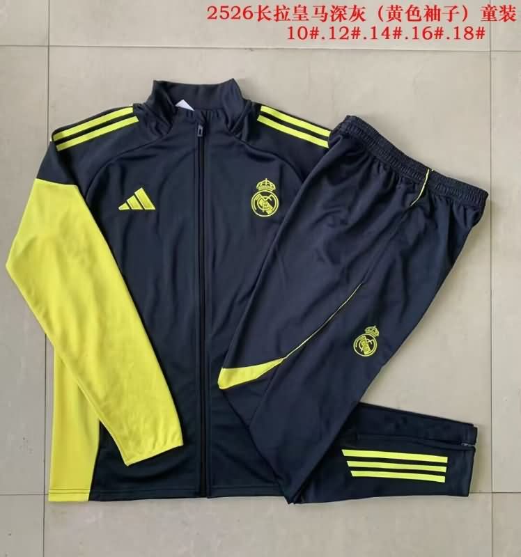 Real Madrid 25/26 Kids Black Soccer Tracksuit