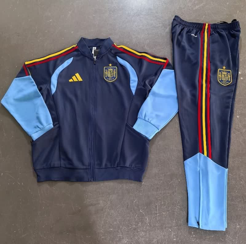 AAA(Thailand) Spain 2026 Dark Blue Soccer Tracksuit 03 AAA(Thailand) Spain 2026 Dark Blue Soccer Tracksuit 03