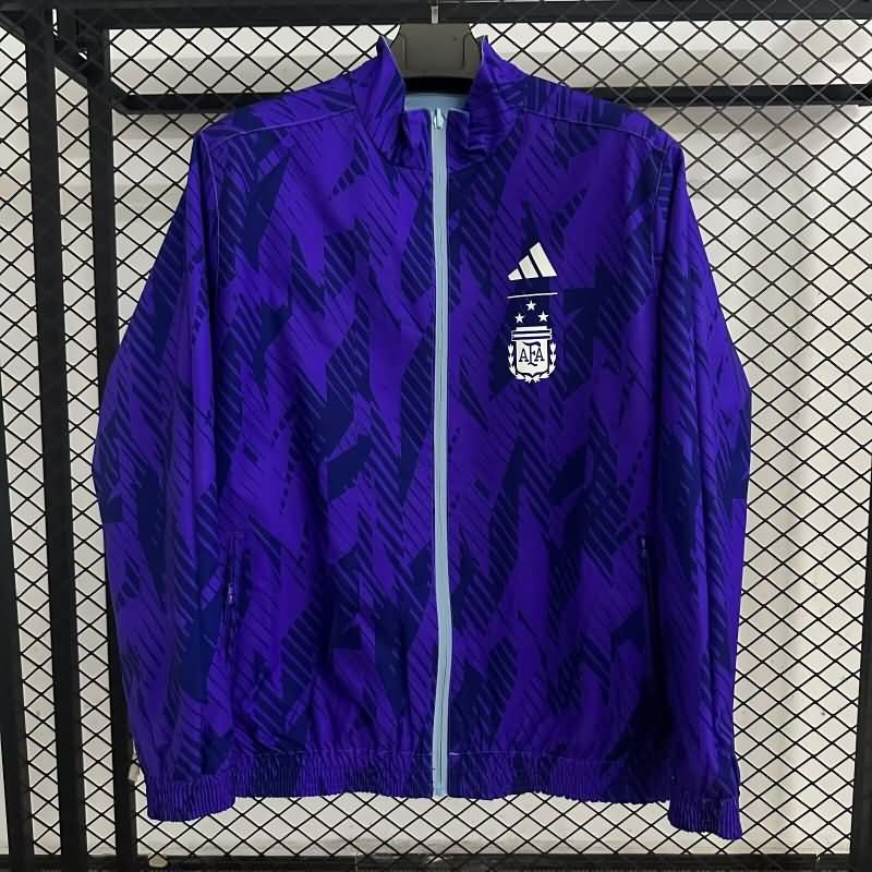 AAA(Thailand) Argentina 2025 Light Blue Purple Reversible Soccer Windbreaker