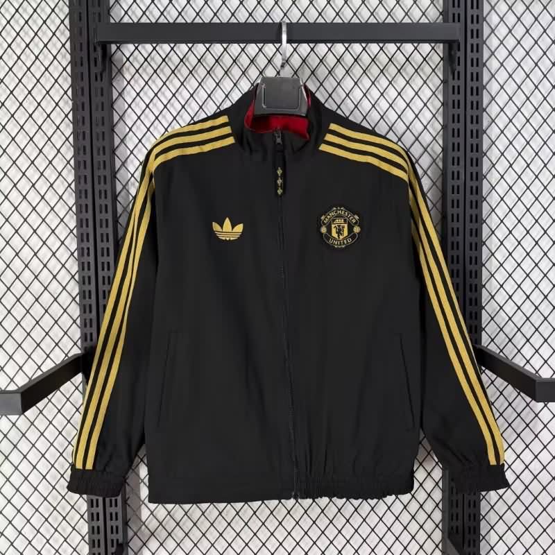AAA(Thailand) Manchester United 25/26 Black Red Reversible Soccer Windbreaker AAA(Thailand) Manchester United 25/26 Black Red Reversible Soccer Windbreaker