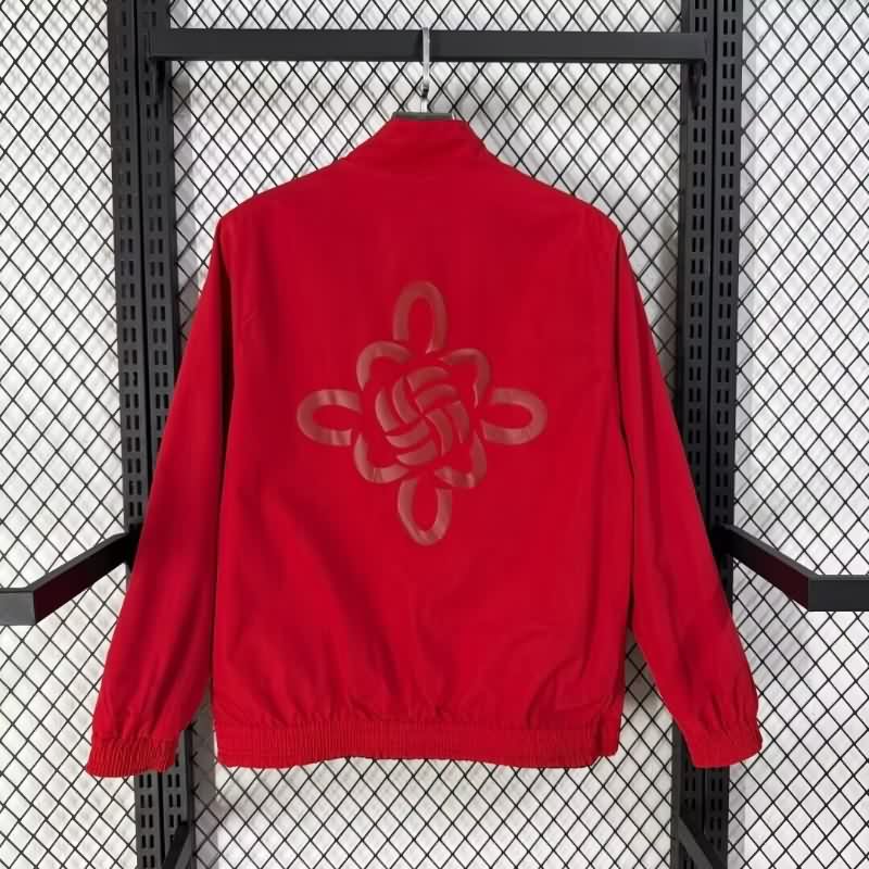 AAA(Thailand) Manchester United 25/26 Black Red Reversible Soccer Windbreaker