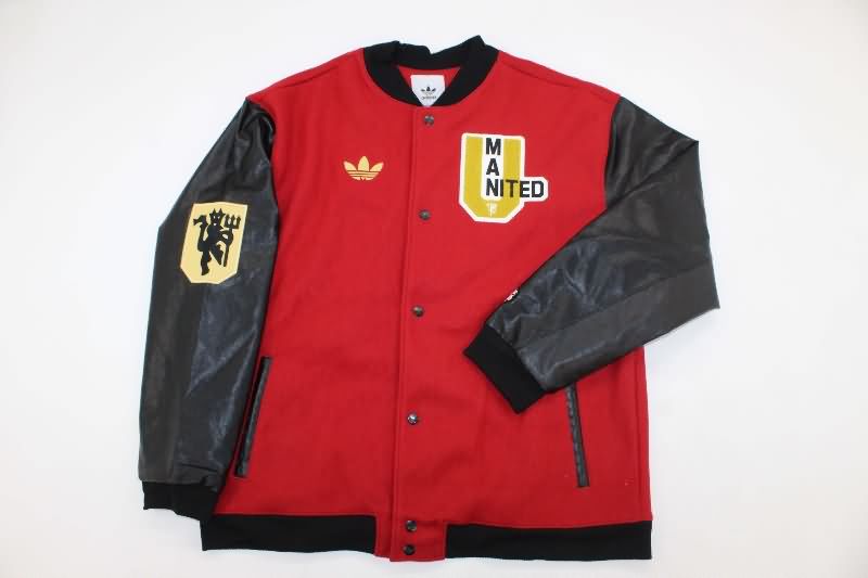 AAA(Thailand) Manchester United 25/26 Red Baseball Jacket AAA(Thailand) Manchester United 25/26 Red Baseball Jacket