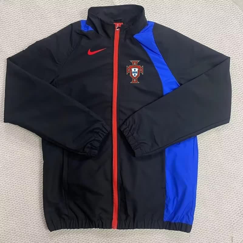 AAA(Thailand) Portugal 2025 Black Soccer Windbreaker