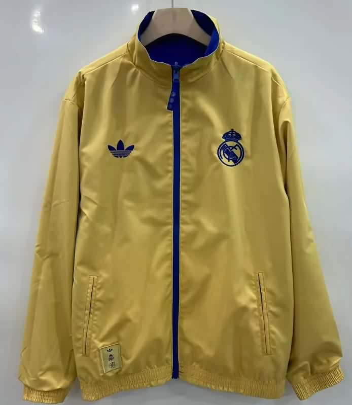 AAA(Thailand) Real Madrid 25/26 Blue Yellow Reversible Soccer Windbreaker